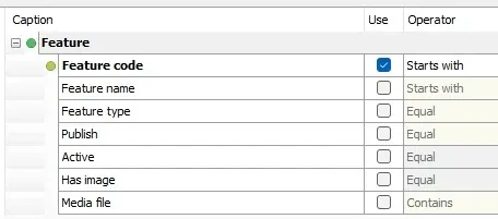 Features report criteria