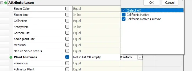 AttributeTaxon Not in list