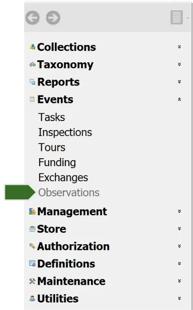 Events observations