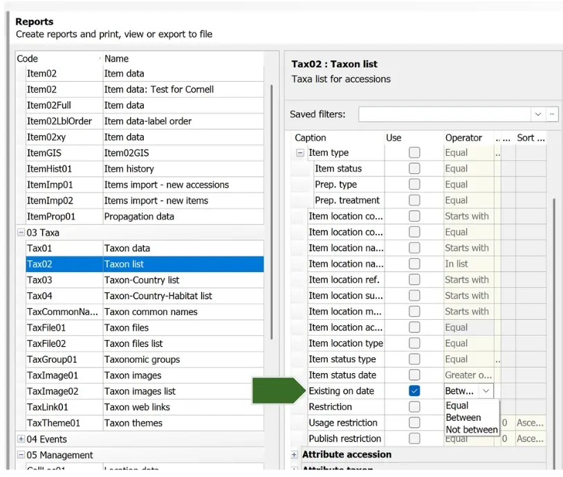 Reports > Tax02 report query builder